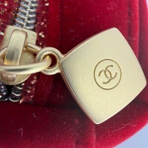 Chanel Red Velvet Cosmetic Makeup Bag